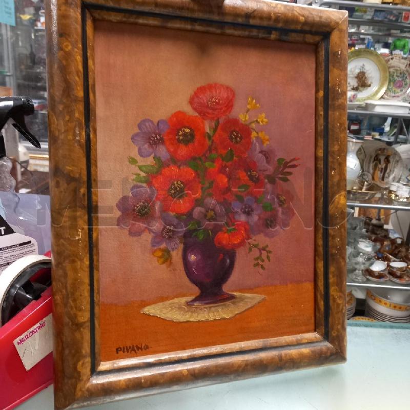 QUADRO DIPINTO PIVANO VASO CON FIORI | Mercatino dell'Usato Moncalieri - fr. moriondo 1