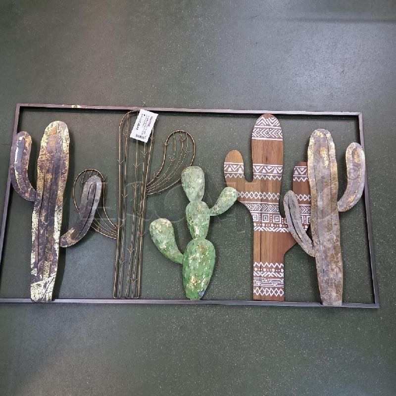 Quadro metallo con cactus in metallo