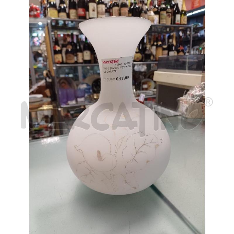 VASO BIANCO VETRO CALLE DORATE  | Mercatino dell'Usato Moncalieri - fr. moriondo 1