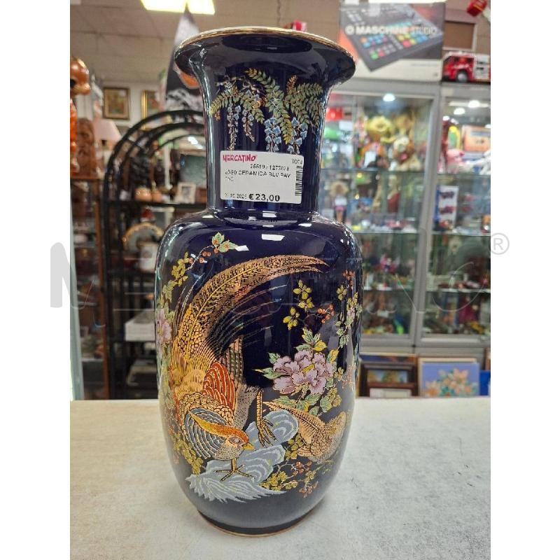 VASO CERAMICA BLU PAVONE | Mercatino dell'Usato Moncalieri - fr. moriondo 1