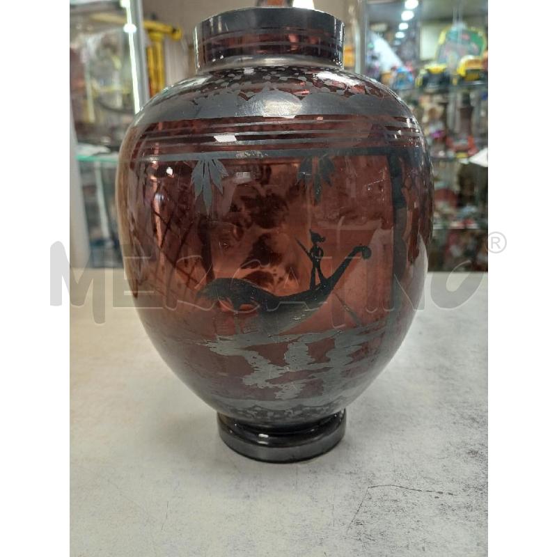 VASO VETRO PRUGNA DECORO ARGENTATO | Mercatino dell'Usato Moncalieri - fr. moriondo 1