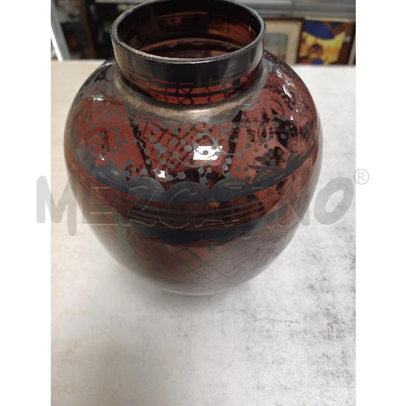 VASO VETRO PRUGNA DECORO ARGENTATO | Mercatino dell'Usato Moncalieri - fr. moriondo 3