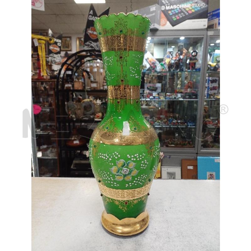 VASO VETRO VERDE DORATO | Mercatino dell'Usato Moncalieri - fr. moriondo 1