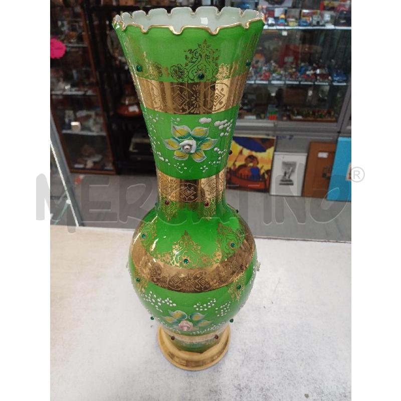VASO VETRO VERDE DORATO | Mercatino dell'Usato Moncalieri - fr. moriondo 3