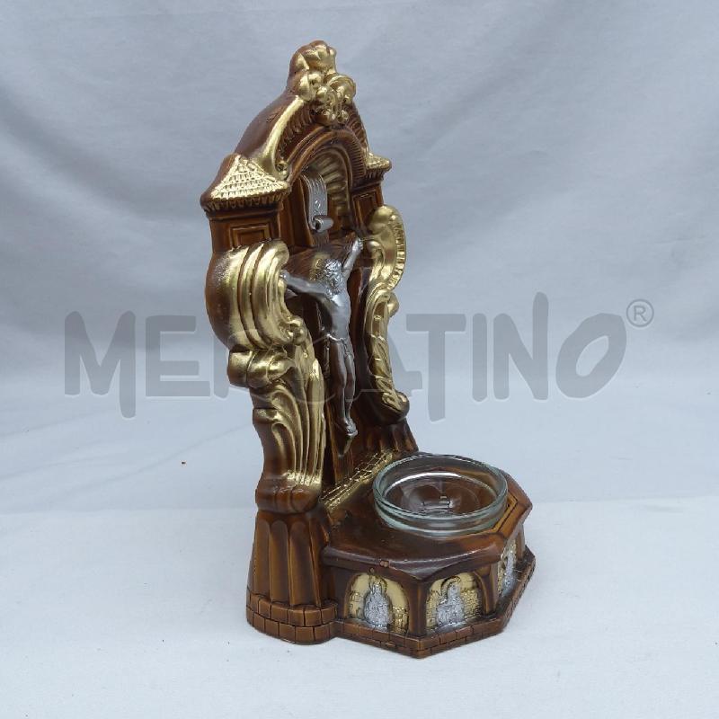 ACQUASANTIERA CERAMICA MARRONE ORO H CM 30 | Mercatino dell'Usato San maurizio canavese 3