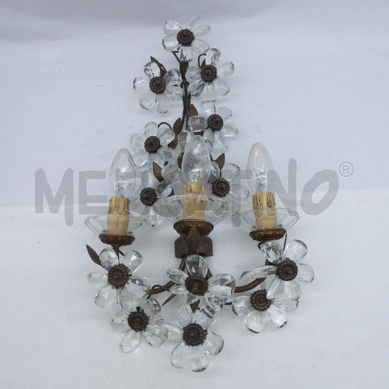 APPLIQUE 3 LUCIFIORI VETRO GOCCE | Mercatino dell'Usato San maurizio canavese 1