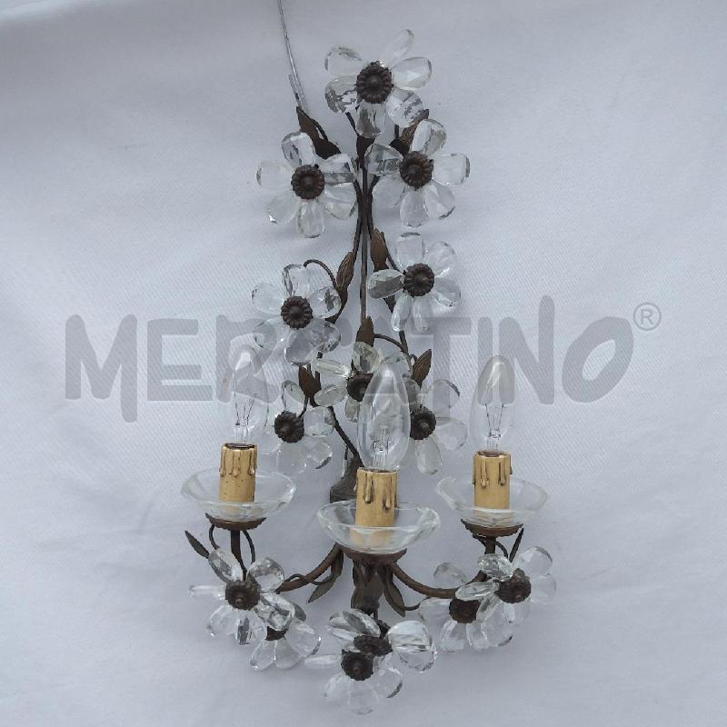 APPLIQUE 3 LUCIFIORI VETRO GOCCE | Mercatino dell'Usato San maurizio canavese 4