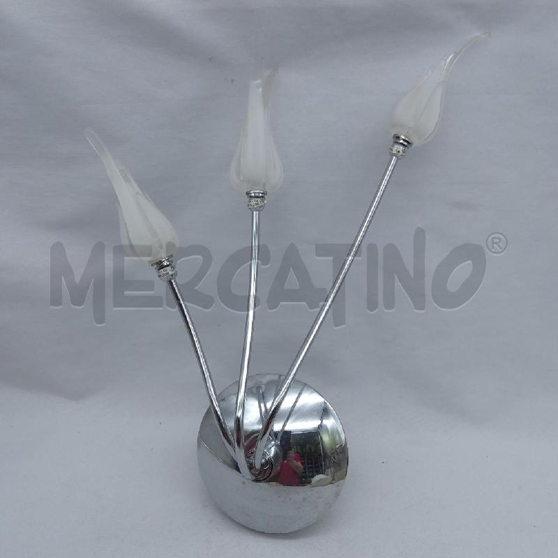 APPLIQUE ACCIAIO 3 FIORI VETRO BCO | Mercatino dell'Usato San maurizio canavese 1
