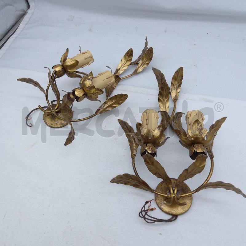 APPLIQUE COPPIA 2 LUCI FOGLIE METALLO BRONZATO | Mercatino dell'Usato San maurizio canavese 3