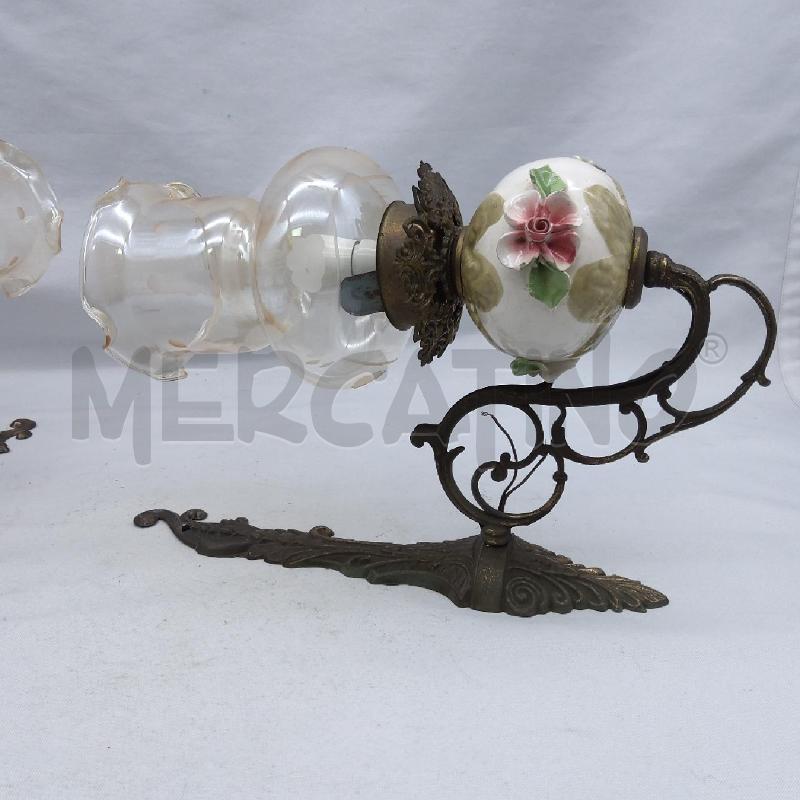 APPLIQUE COPPIA CERAMICA FIORELLINI E BOCCIA VETRO | Mercatino dell'Usato San maurizio canavese 2