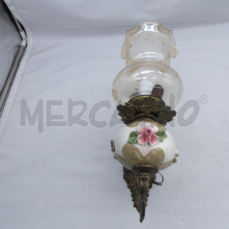 APPLIQUE COPPIA CERAMICA FIORELLINI E BOCCIA VETRO | Mercatino dell'Usato San maurizio canavese 4