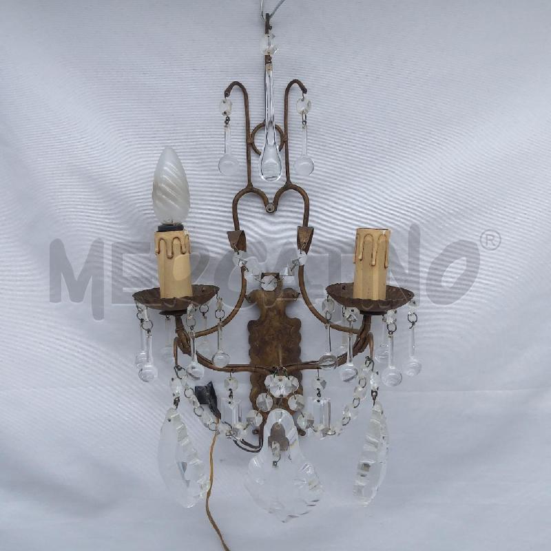 APPLIQUE VINTAGE 2 LUCI BASE METALLO E GOCCE  | Mercatino dell'Usato San maurizio canavese 1