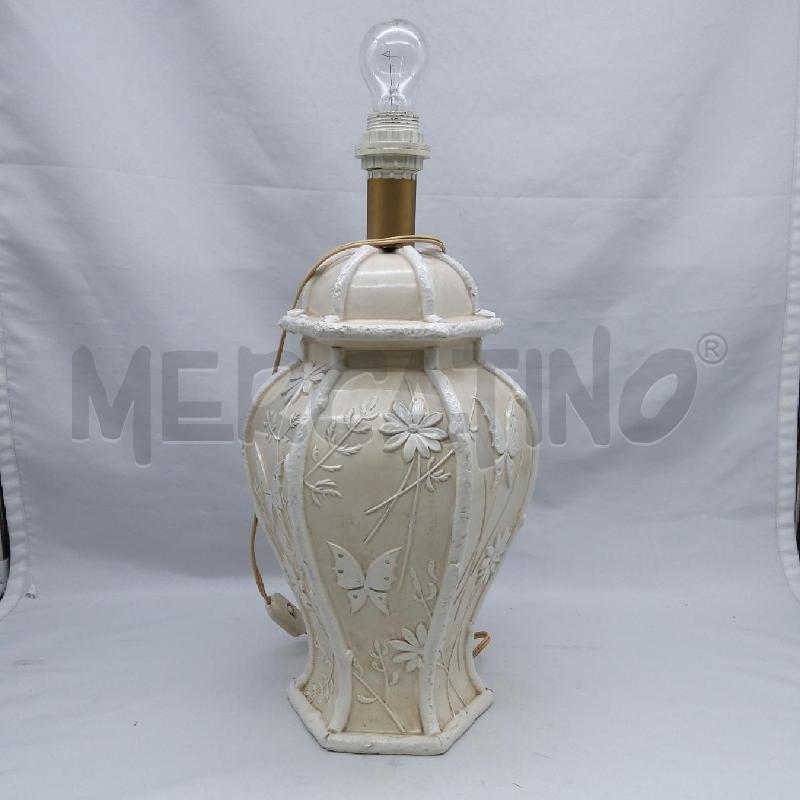 BASE LAMPADA CERAMICA CREMA TRAVERSI DECORO  | Mercatino dell'Usato San maurizio canavese 1