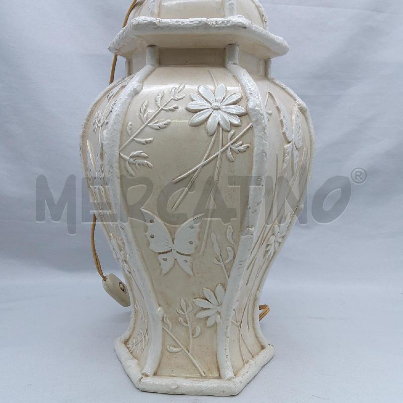 BASE LAMPADA CERAMICA CREMA TRAVERSI DECORO  | Mercatino dell'Usato San maurizio canavese 2