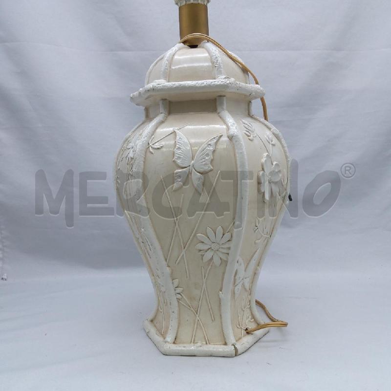 BASE LAMPADA CERAMICA CREMA TRAVERSI DECORO  | Mercatino dell'Usato San maurizio canavese 3