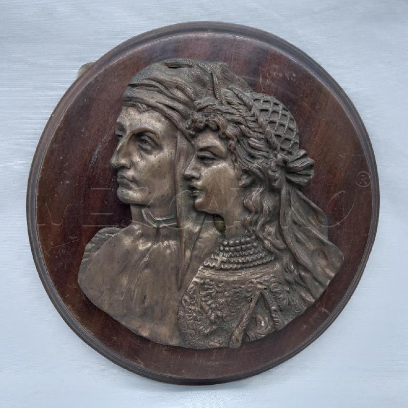 BASSORILIEVO BRONZO BASE LEGNO DANTE E BEATRICE | Mercatino dell'Usato San maurizio canavese 1