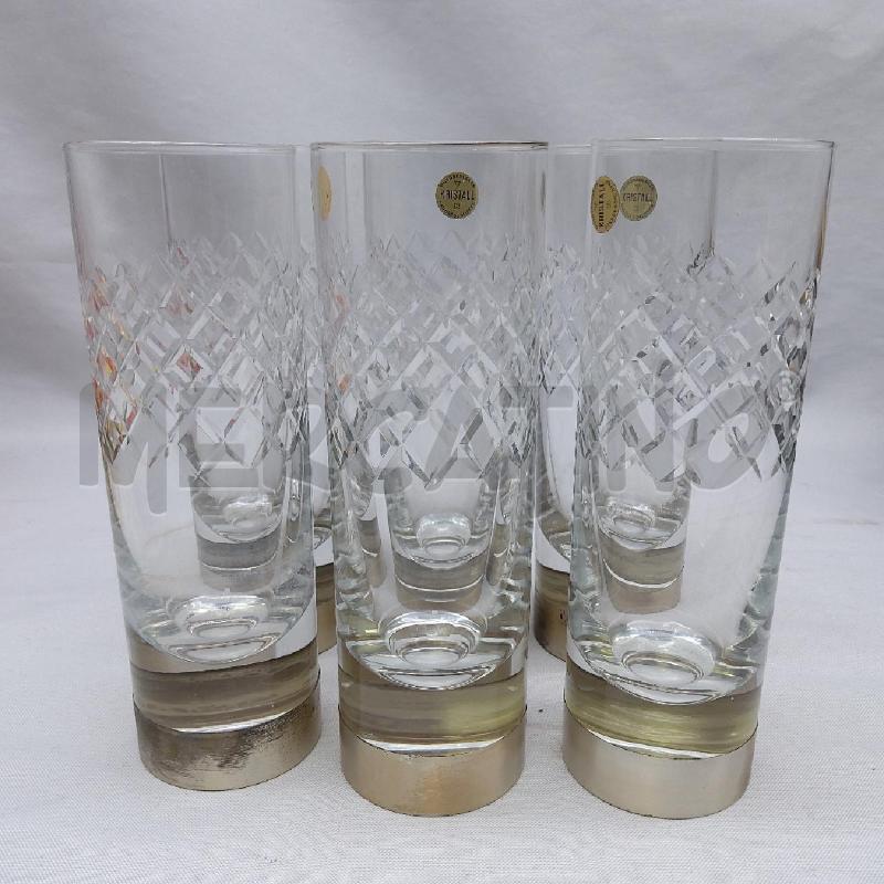 BICCHIERI PZ. 6 TUBOLARI KRISTAL BASE ARGENTO ROMBI | Mercatino dell'Usato San maurizio canavese 3