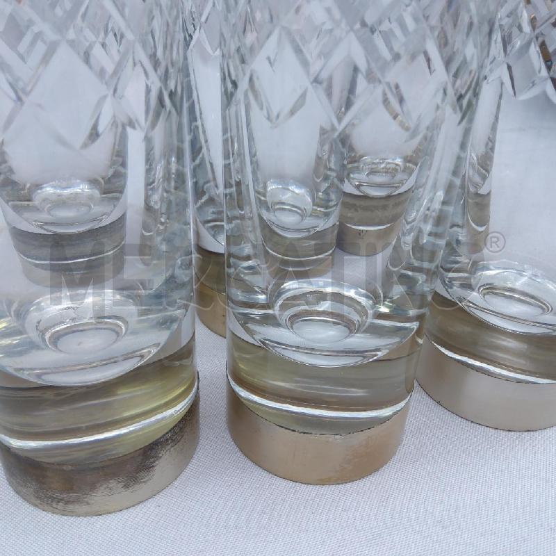 BICCHIERI PZ. 6 TUBOLARI KRISTAL BASE ARGENTO ROMBI | Mercatino dell'Usato San maurizio canavese 4
