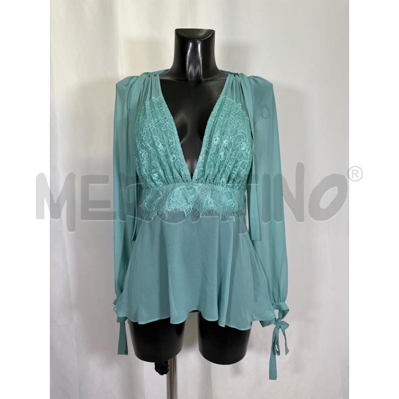 BLUSA D MARCIANO AZZURRO TIPO PIZZO VOILE  | Mercatino dell'Usato San maurizio canavese 1