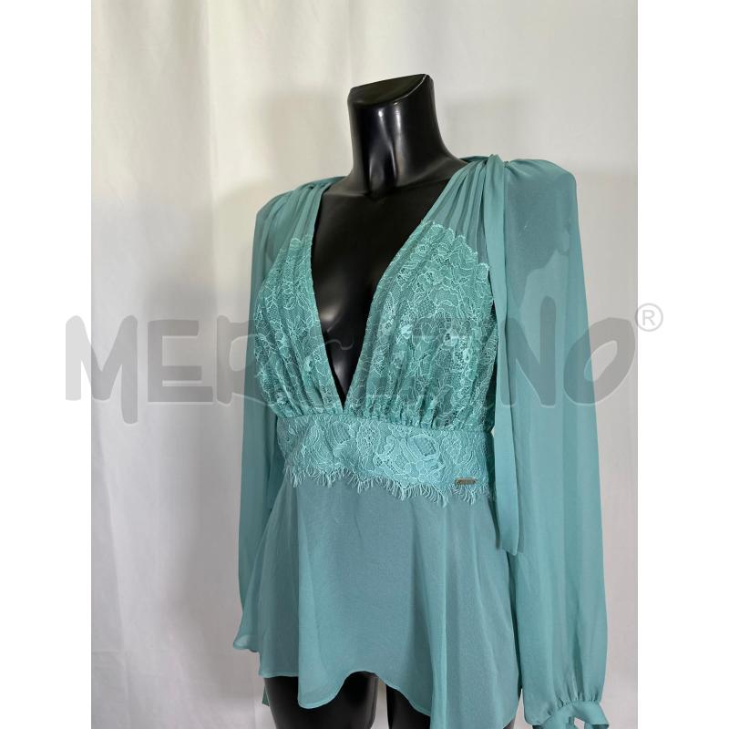 BLUSA D MARCIANO AZZURRO TIPO PIZZO VOILE  | Mercatino dell'Usato San maurizio canavese 4