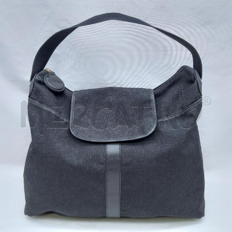 BORSA DONNA BORBONESE TESSUTO OCCHIO DI PERNICE NERO  | Mercatino dell'Usato San maurizio canavese 1