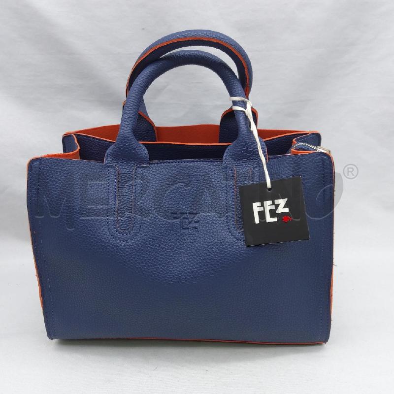 BORSA DONNA FEZ SIMILPELLE BLU MARTELLATA PROFILO ARANCIO  CON TRACOLLA | Mercatino dell'Usato San maurizio canavese 1