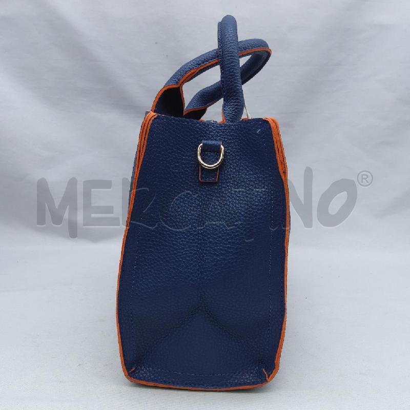BORSA DONNA FEZ SIMILPELLE BLU MARTELLATA PROFILO ARANCIO  CON TRACOLLA | Mercatino dell'Usato San maurizio canavese 4
