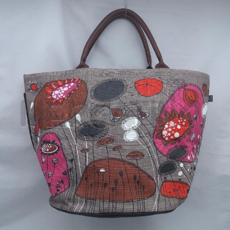 BORSA DONNA LA MARELLE GRIGIO FIORI ROSSO FUCSIA  | Mercatino dell'Usato San maurizio canavese 1