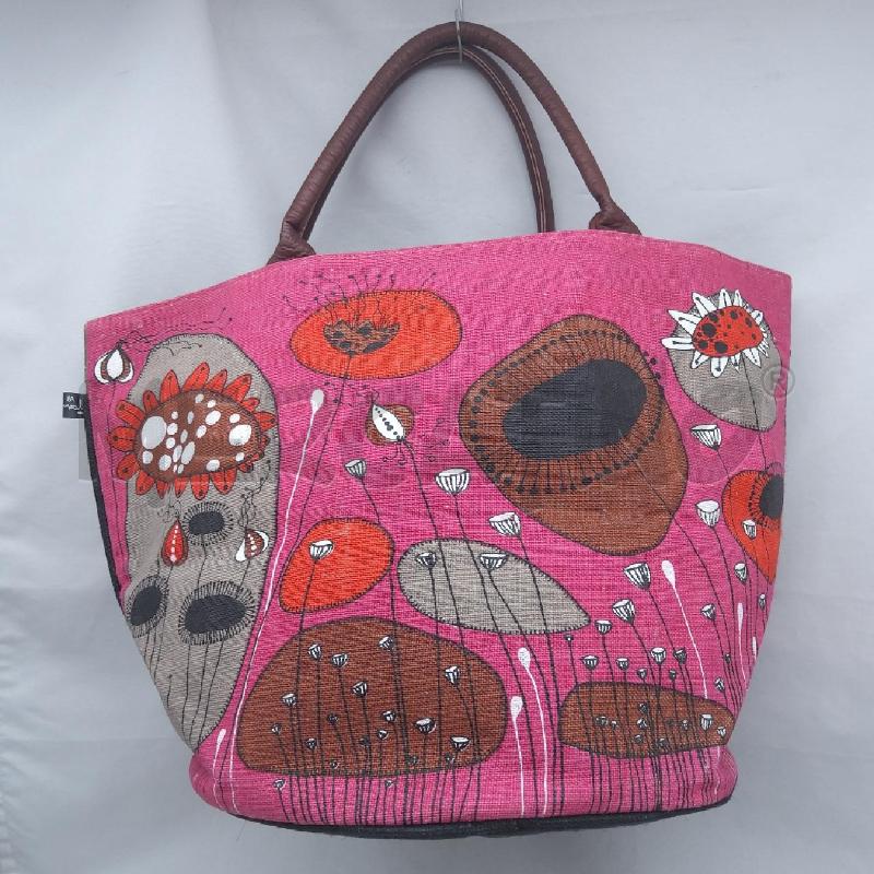 BORSA DONNA LA MARELLE GRIGIO FIORI ROSSO FUCSIA  | Mercatino dell'Usato San maurizio canavese 3