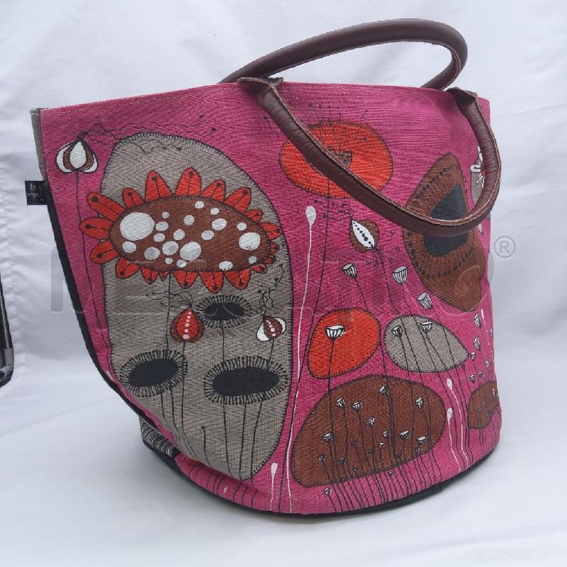 BORSA DONNA LA MARELLE GRIGIO FIORI ROSSO FUCSIA  | Mercatino dell'Usato San maurizio canavese 4
