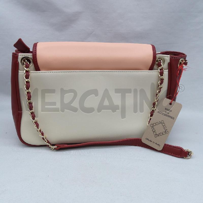 BORSA DONNA MIMI MUA SIMILPELLE PANNA ROSSO ROSA  | Mercatino dell'Usato San maurizio canavese 3