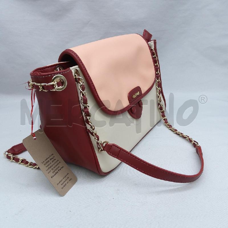 BORSA DONNA MIMI MUA SIMILPELLE PANNA ROSSO ROSA  | Mercatino dell'Usato San maurizio canavese 4