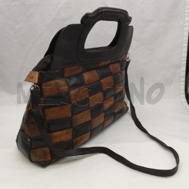 BORSA DONNA PELLE RETTILE QUADRI MARRO NERO | Mercatino dell'Usato San maurizio canavese 2