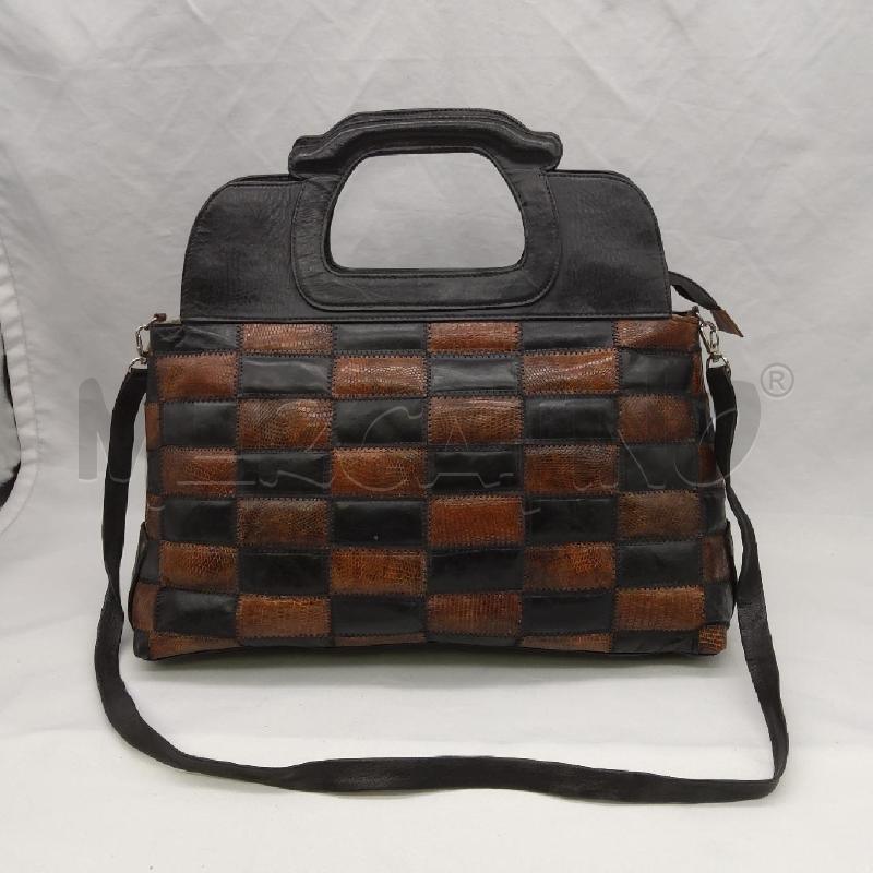 BORSA DONNA PELLE RETTILE QUADRI MARRO NERO | Mercatino dell'Usato San maurizio canavese 3