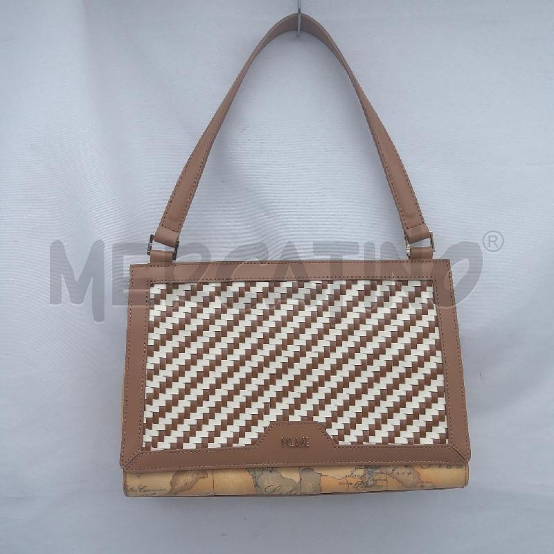 BORSA DONNA PRIMA CLASSE SOTTOSPALLA INTRECCIO BIANCO E TABACCO  | Mercatino dell'Usato San maurizio canavese 1