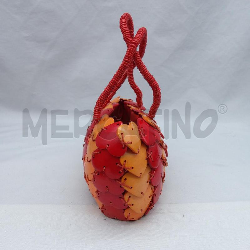 BORSA DONNA ROSSELLA CARRARA CUORICINI LEGNO ARANCIO ROSSO | Mercatino dell'Usato San maurizio canavese 4