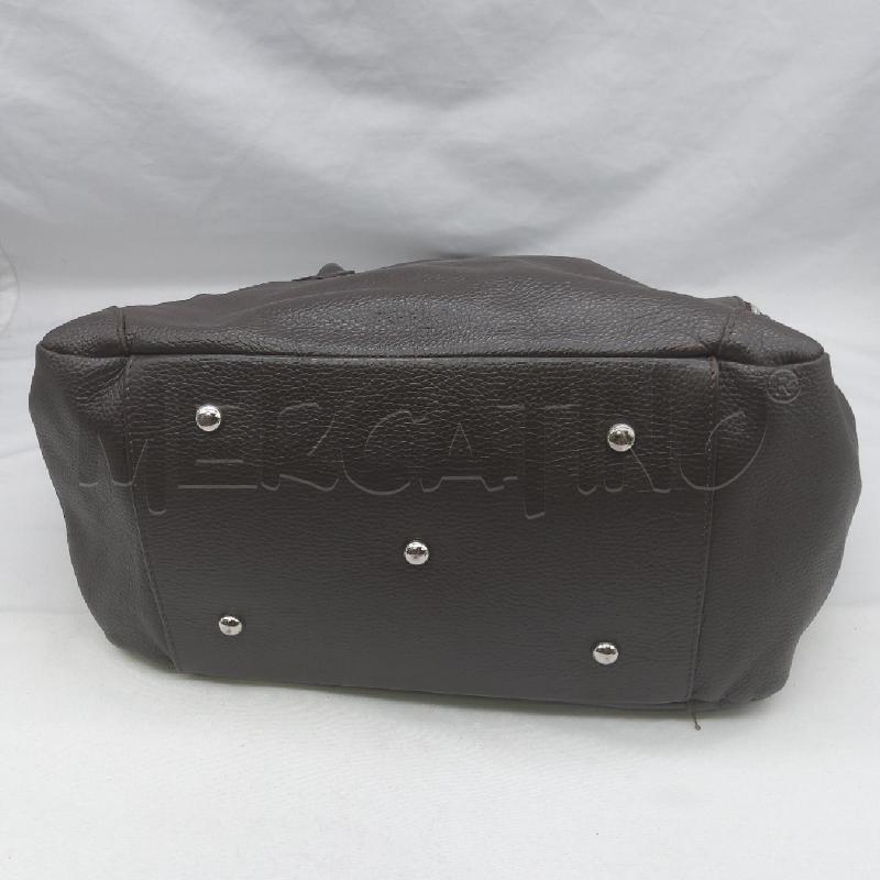 BORSA DONNA VERA PELLE MARRONE MARTELLATA DOPPIA ZIP | Mercatino dell'Usato San maurizio canavese 4
