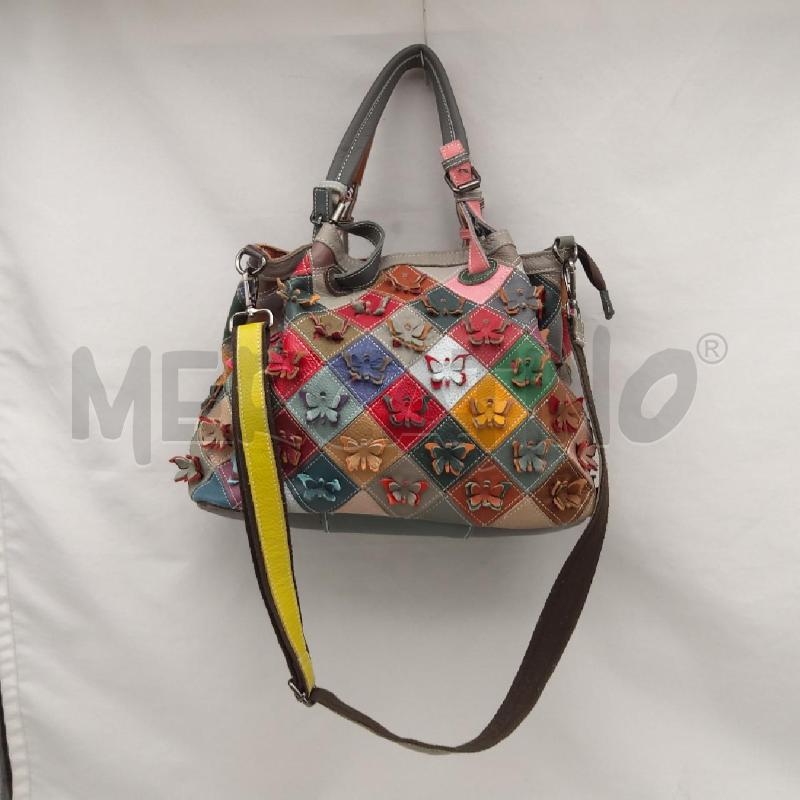 BORSA D VERA PELLE FARFALLE ROMBI COLOR  | Mercatino dell'Usato San maurizio canavese 2