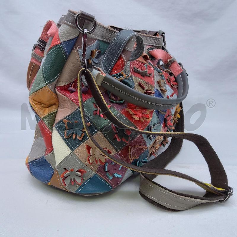 BORSA D VERA PELLE FARFALLE ROMBI COLOR  | Mercatino dell'Usato San maurizio canavese 4