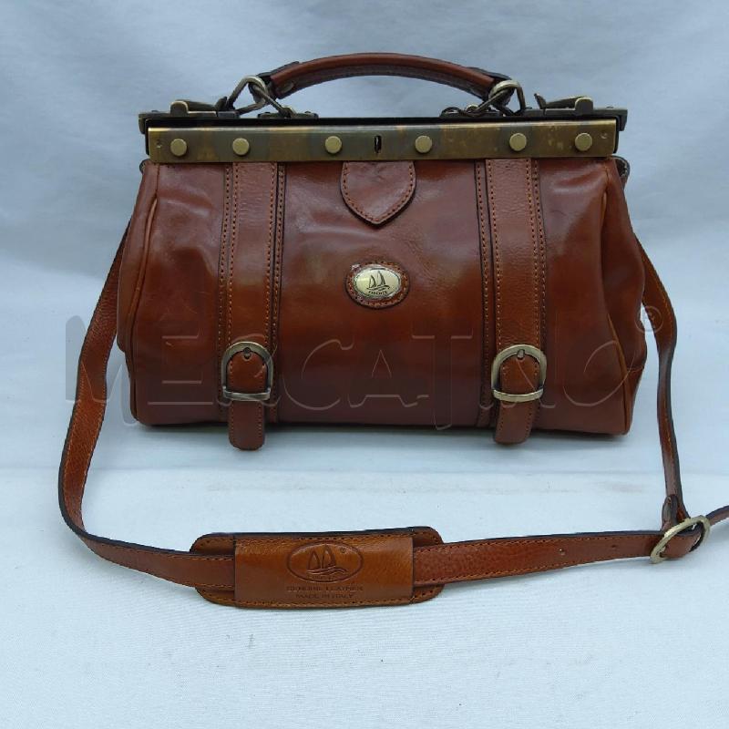 BORSA FIRENZE VERA PELLE MODELLO DOTTORE MARRONE CON TRACOLLA | Mercatino dell'Usato San maurizio canavese 1