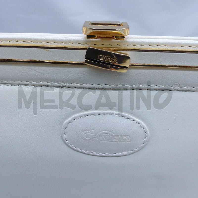 BORSETTA DONNA VINTAGE GOVER VERA PELLE BIANCA CON DETTAGLI ORO E TRACOLLA  | Mercatino dell'Usato San maurizio canavese 3