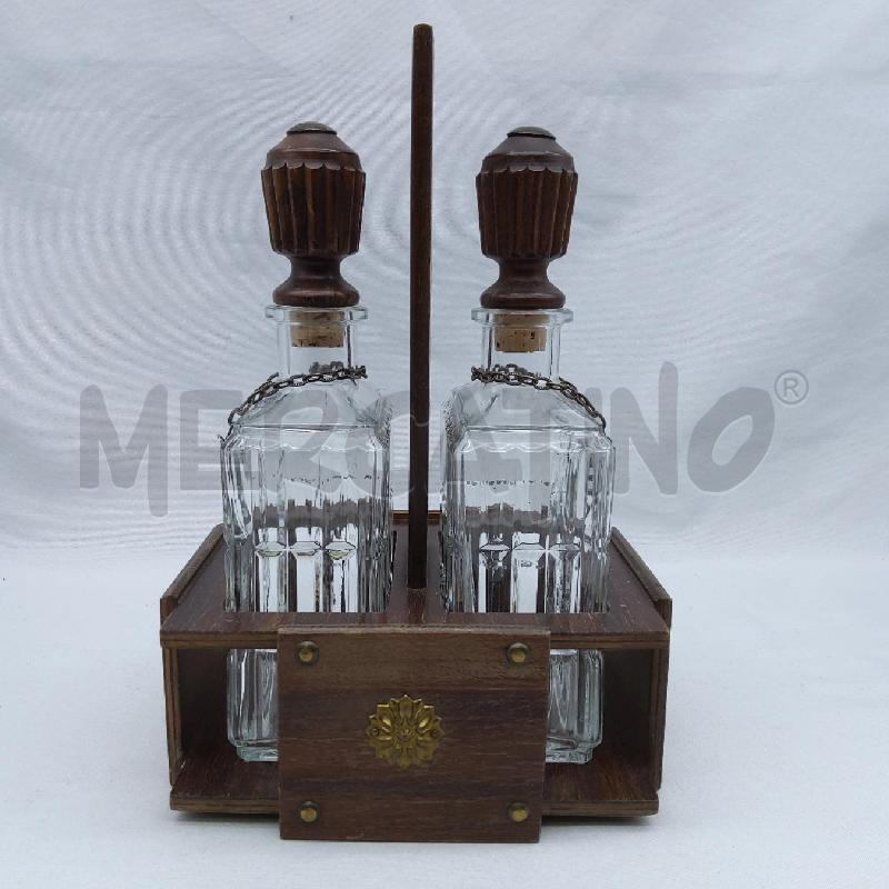 BOTTIGLIE LIQUORE PZ. 2 SUPPORTO LEGNO TARGHETTA | Mercatino dell'Usato San maurizio canavese 1