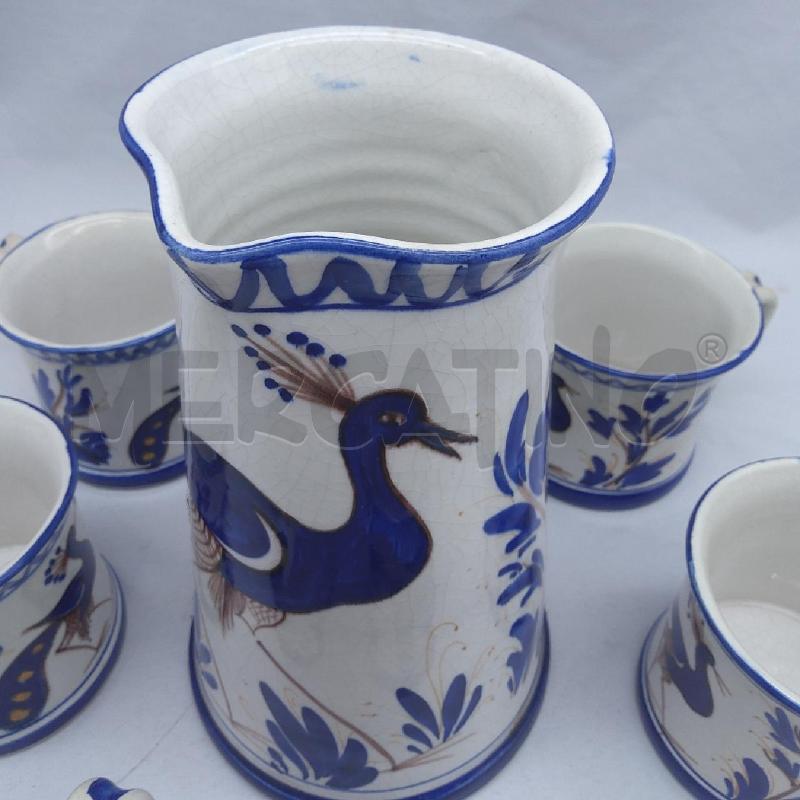 BROCCA CERAMICA BIANCO BLU PAVONI + 6 BOCCALI | Mercatino dell'Usato San maurizio canavese 3