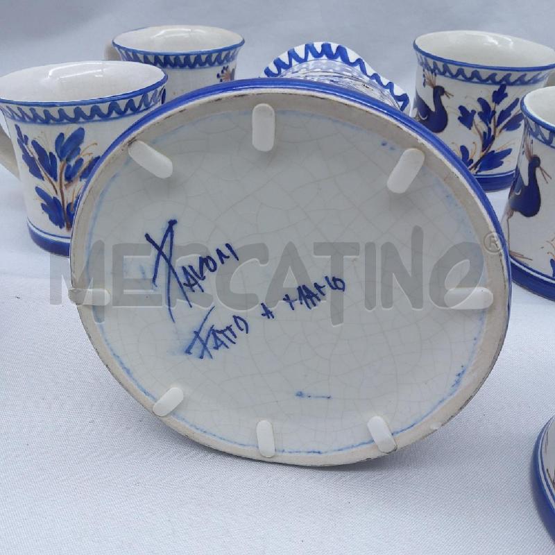 BROCCA CERAMICA BIANCO BLU PAVONI + 6 BOCCALI | Mercatino dell'Usato San maurizio canavese 5
