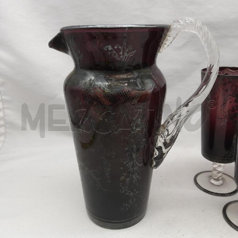 BROCCA VETRO EPOCA VIOLA + 5 CALICI | Mercatino dell'Usato San maurizio canavese 2