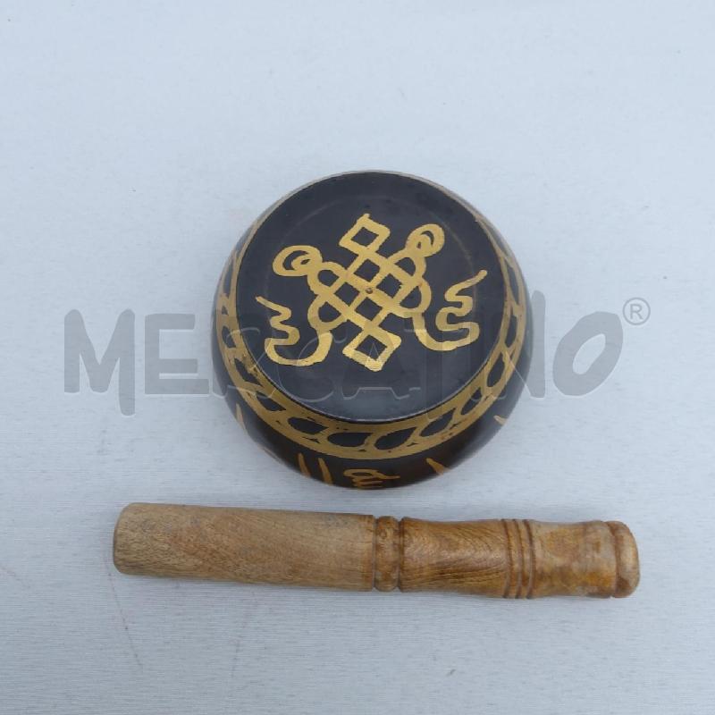 CAMPANA TIBETANA METALLO NERO ORO | Mercatino dell'Usato San maurizio canavese 4