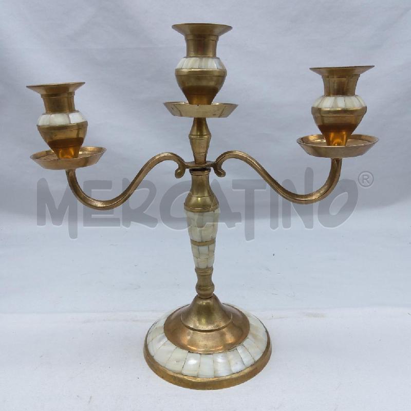 CANDELABRO 3 FUOCHI OTTONE MADREPERLA | Mercatino dell'Usato San maurizio canavese 1