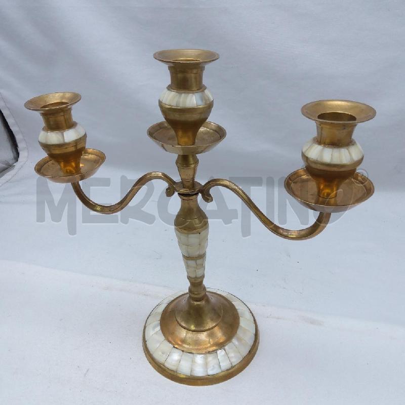 CANDELABRO 3 FUOCHI OTTONE MADREPERLA | Mercatino dell'Usato San maurizio canavese 2