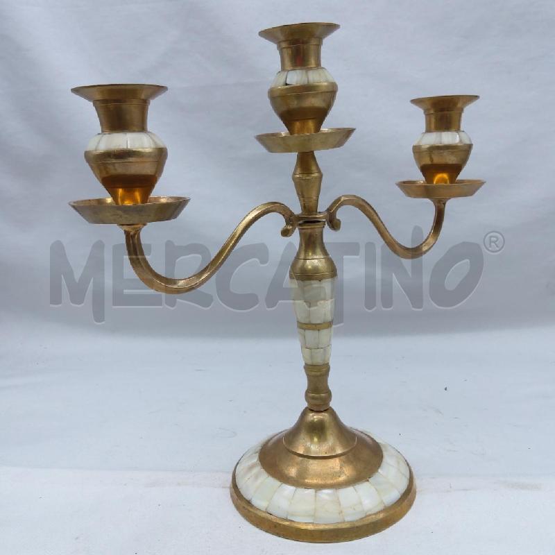 CANDELABRO 3 FUOCHI OTTONE MADREPERLA | Mercatino dell'Usato San maurizio canavese 4
