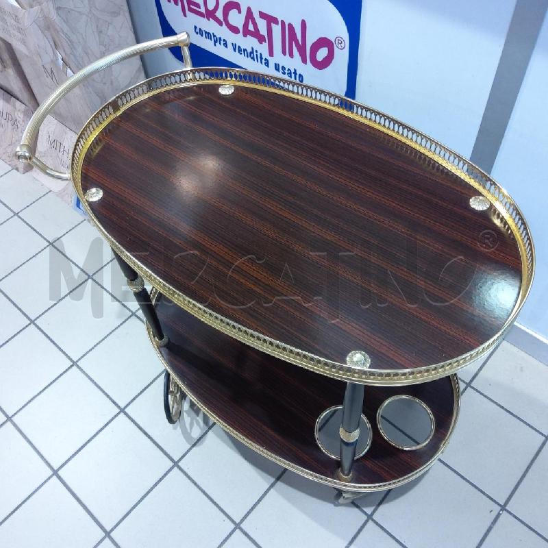 CARRELLINO PORTA VIVANDE LEGNO SCURO DORATO | Mercatino dell'Usato San maurizio canavese 4